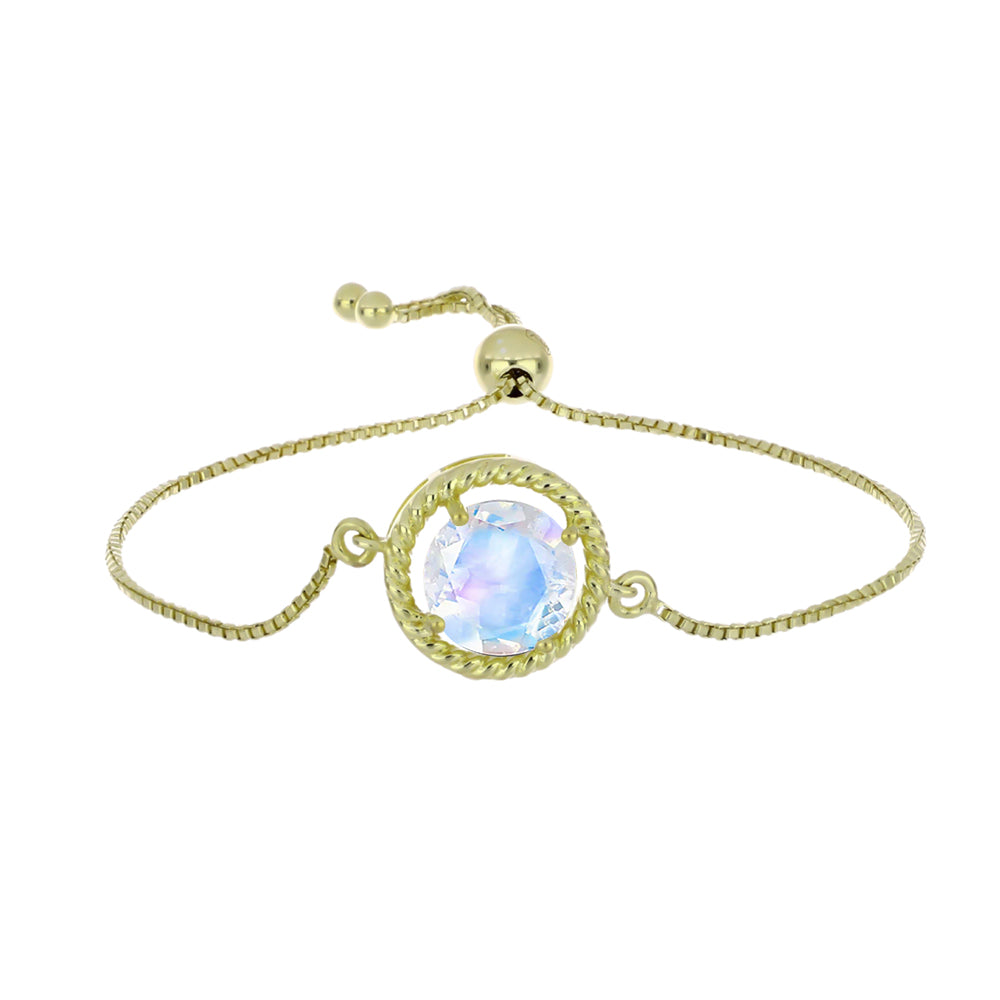 Pulsera de Plata Bañada en Oro con Piedra Lunar Arco Iris 1 
