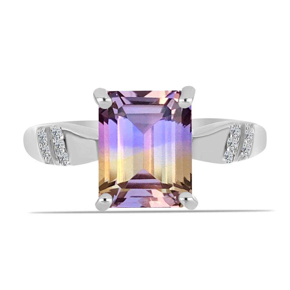 Anillo de Plata con Amatrino de Anahi y Topacio Blanco 1 