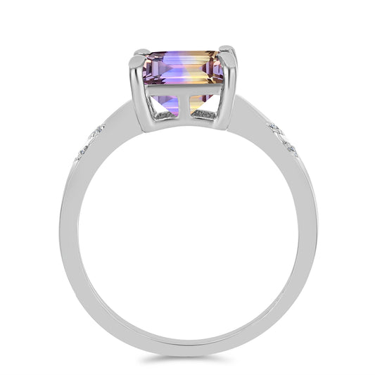 Anillo de Plata con Amatrino de Anahi y Topacio Blanco