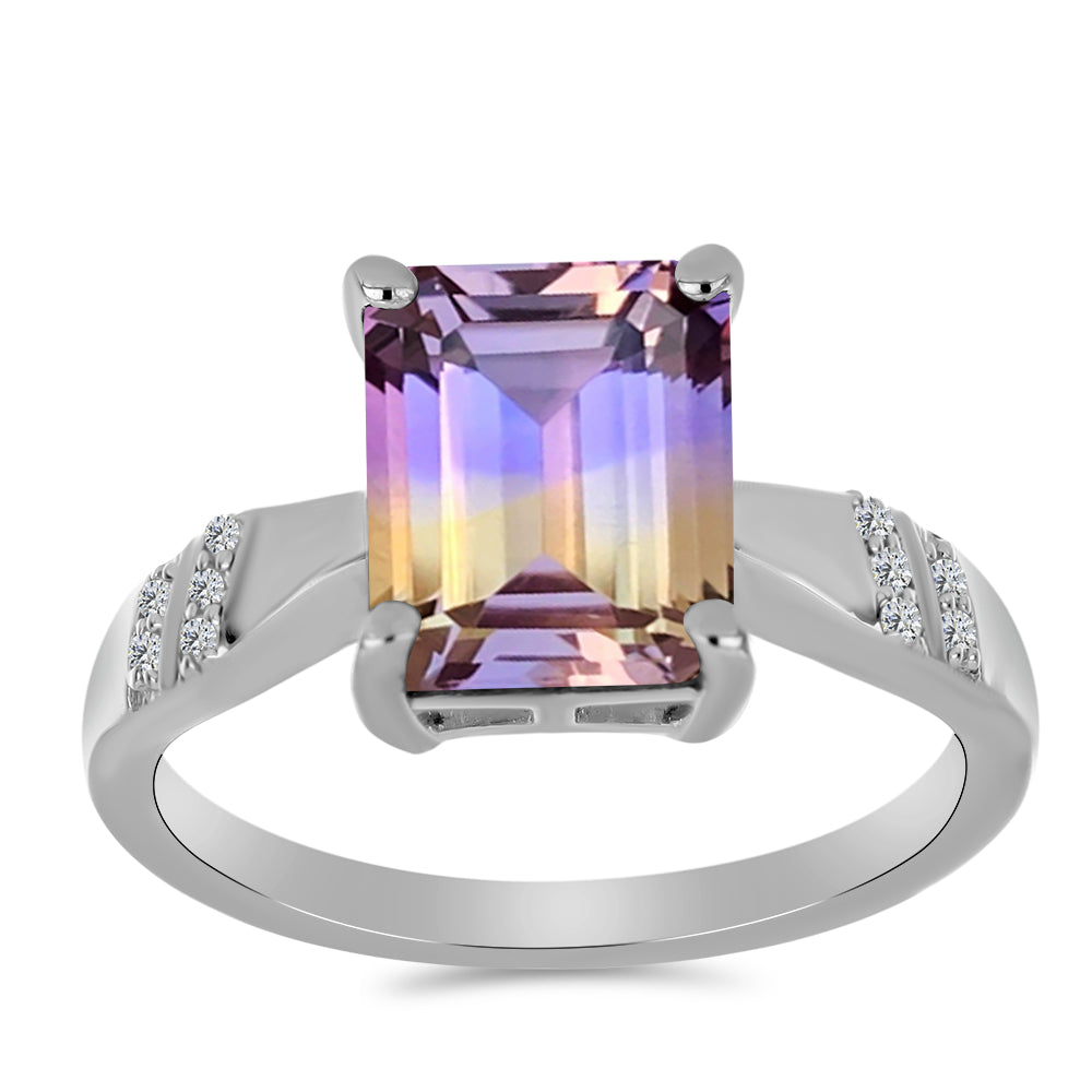 Anillo de Plata con Amatrino de Anahi y Topacio Blanco 3 