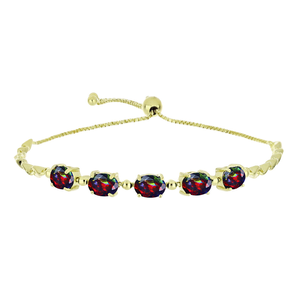 Pulsera de Plata Bañada en Oro con Ópalo negro medianoche Lega Dembi de Ëtiopía