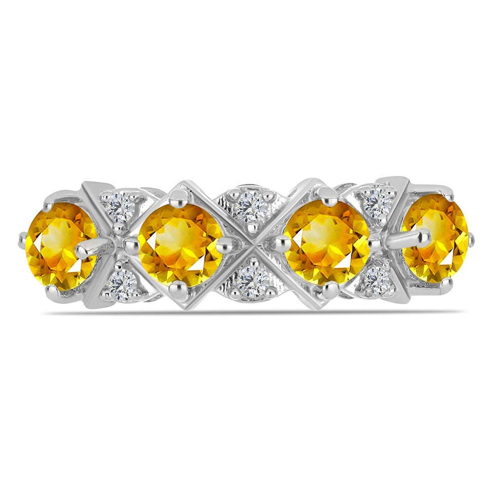 Anillo de Plata con Citrino de los Montes Urales y Topacio Blanco 1 