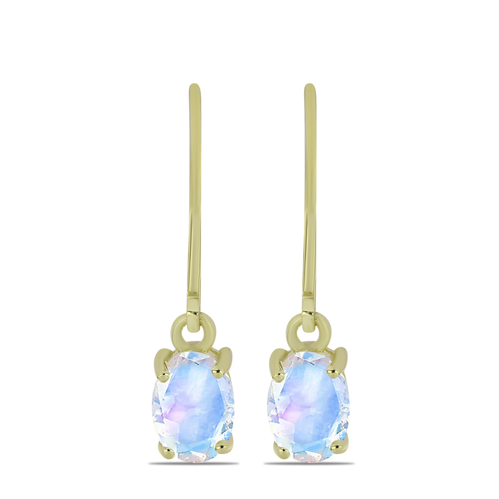 Pendientes de Plata Bañada en Oro con Piedra Lunar Arco Iris 1 