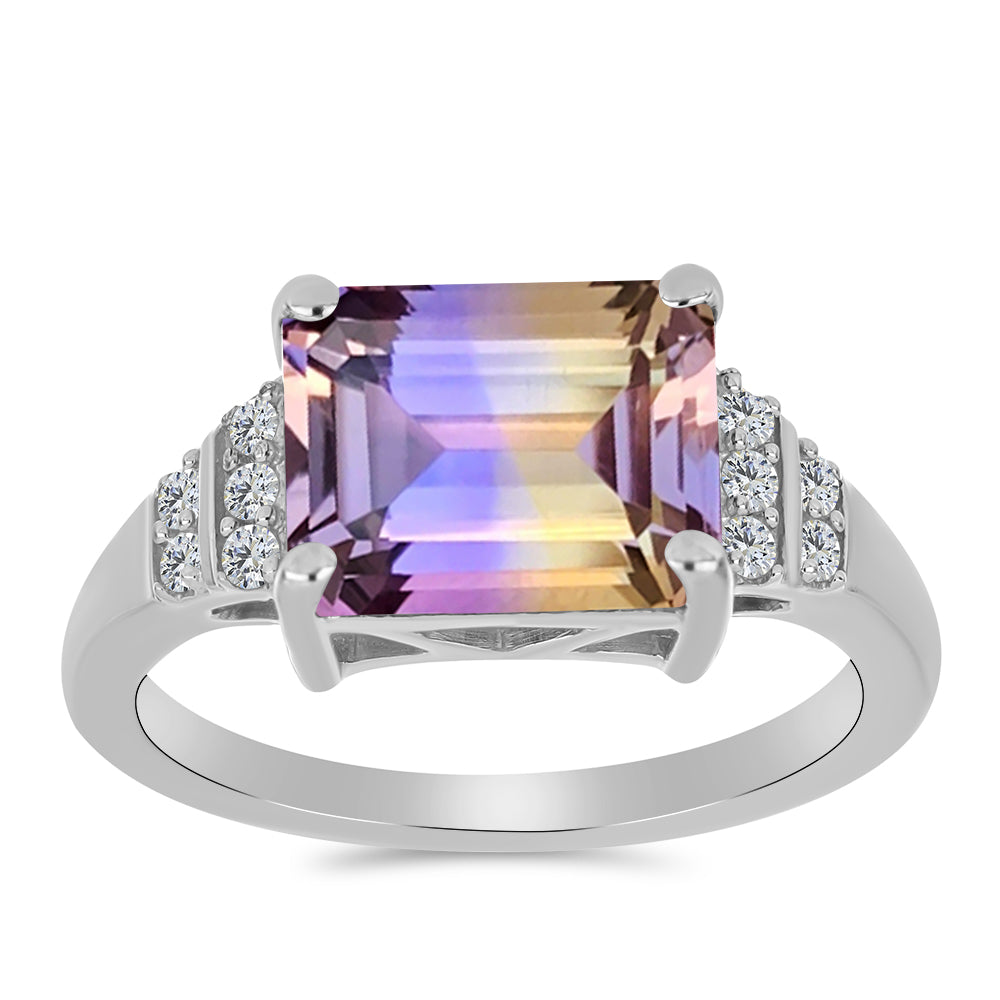 Anillo de Plata con Amatrino de Anahi y Topacio Blanco 3 