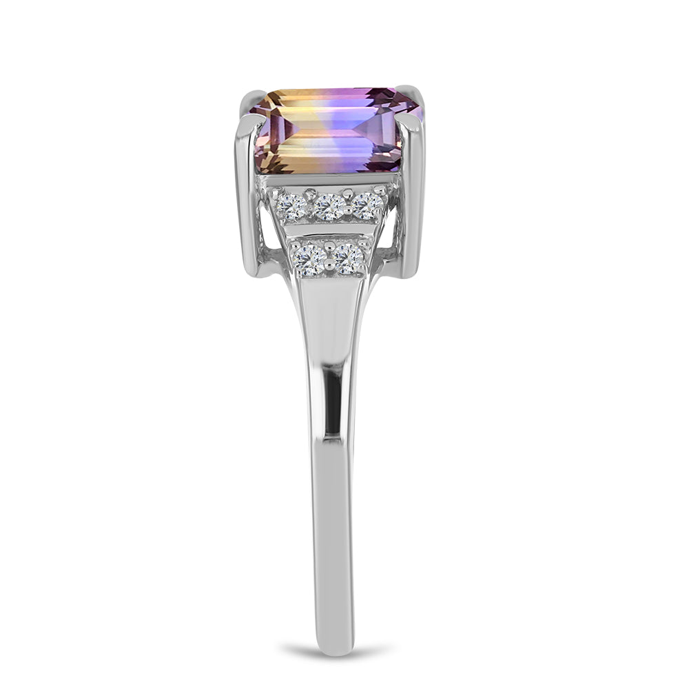 Anillo de Plata con Amatrino de Anahi y Topacio Blanco 4 