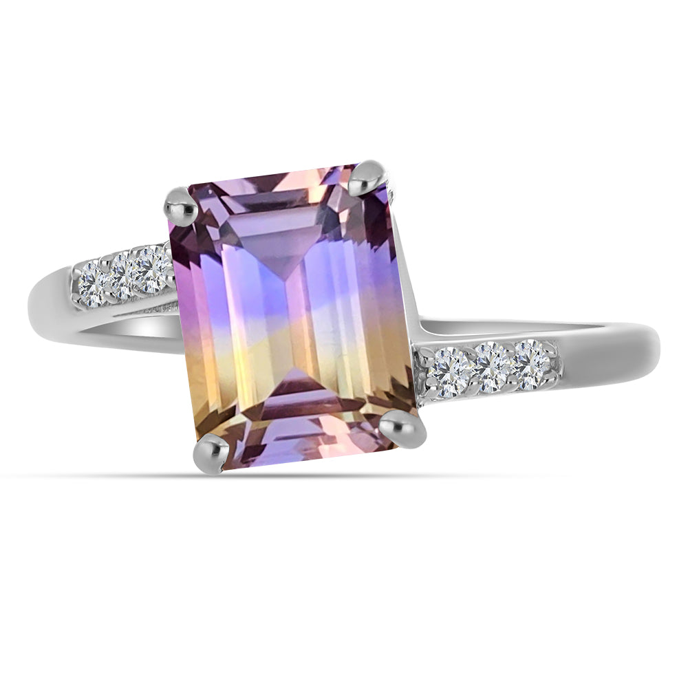 Anillo de Plata con Amatrino de Anahi y Topacio Blanco 1 