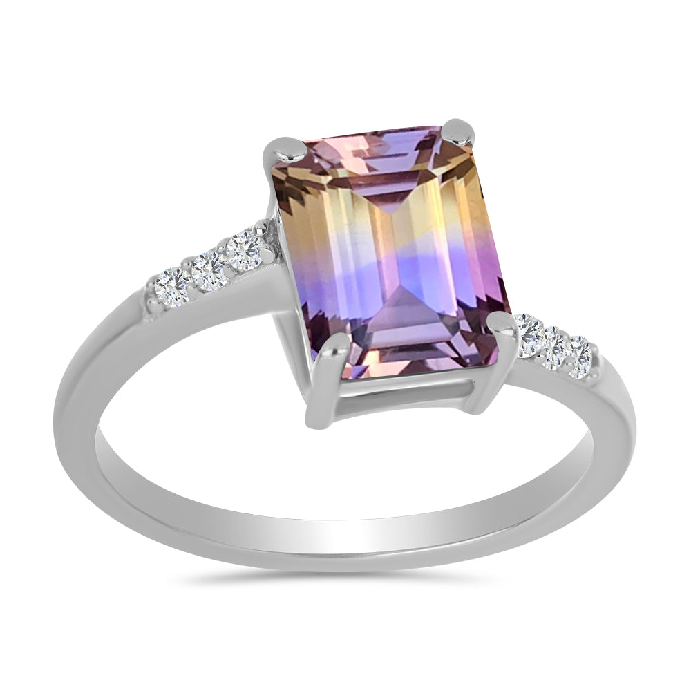 Anillo de Plata con Amatrino de Anahi y Topacio Blanco 3 