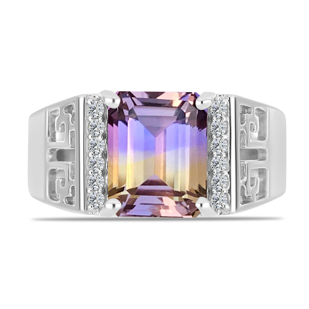 Anillo de Plata con Amatrino de Anahi y Topacio Blanco 1 