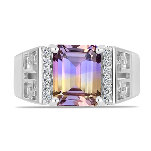Anillo de Plata con Amatrino de Anahi y Topacio Blanco