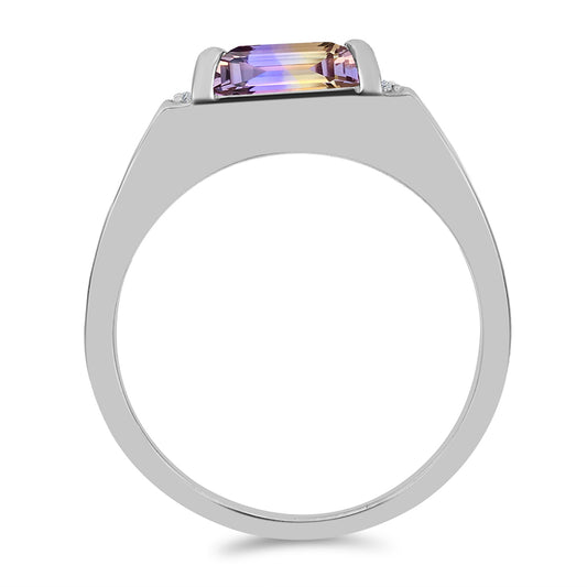 Anillo de Plata con Amatrino de Anahi y Topacio Blanco