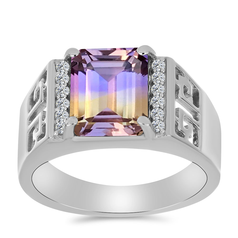Anillo de Plata con Amatrino de Anahi y Topacio Blanco 3 