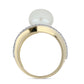 Anillo de Plata Bañada en Oro con Perla blanca de agua dulce y Topacio Blanco