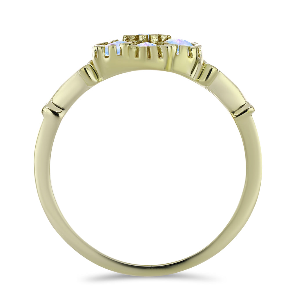 Anillo de Plata Bañada en Oro con Piedra Lunar Arco Iris 2 