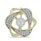 Broche de Plata Bañada en Oro con Perla blanca de agua dulce y Topacio Blanco