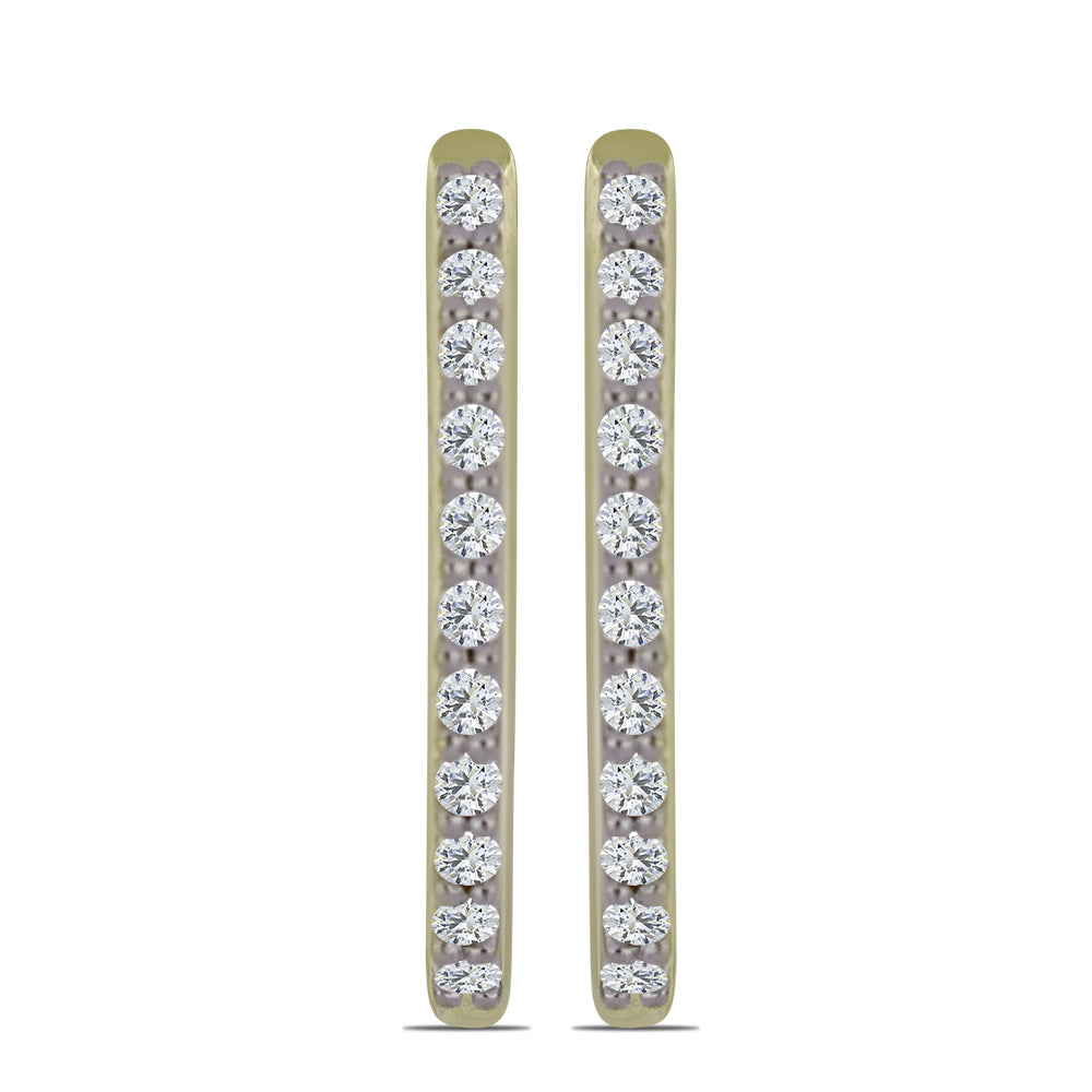 Pendientes de Plata Bañada en Oro con Diamante certificado y cultivado en laboratorio 1 