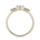 Anillo de Plata Bañada en Oro con Piedra Lunar Arco Iris y Topacio Blanco