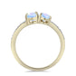 Anillo de Plata Bañada en Oro con Piedra Lunar Arco Iris y Topacio Blanco