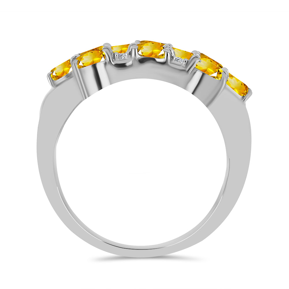 Anillo de Plata con Citrino de los Montes Urales y Topacio Blanco 2 