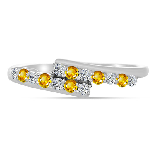 Anillo de Plata con Citrino de los Montes Urales y Topacio Blanco