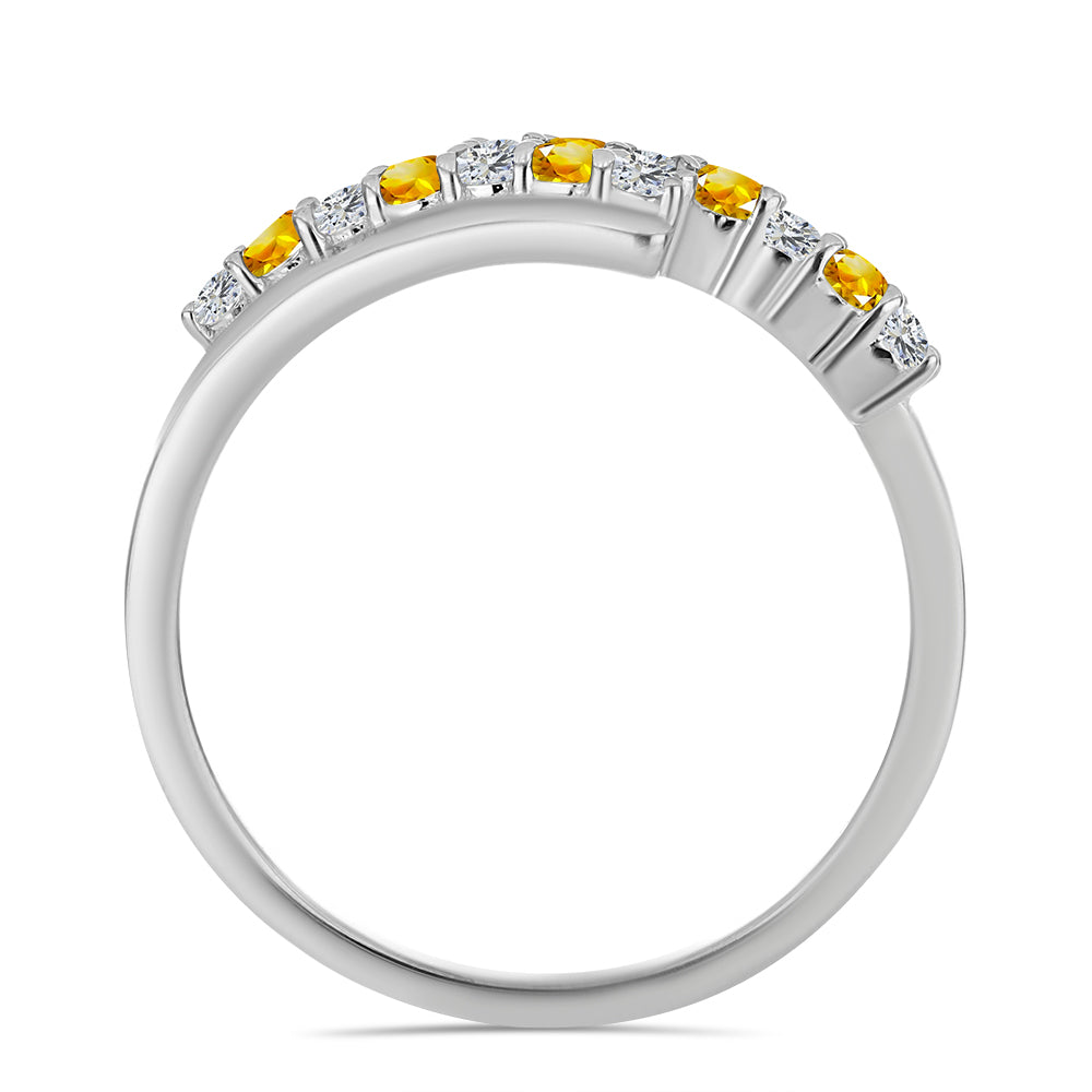 Anillo de Plata con Citrino de los Montes Urales y Topacio Blanco 3 
