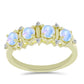 Anillo de Plata Bañada en Oro con Piedra Lunar Arco Iris y Topacio Blanco