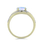 Anillo de Plata Bañada en Oro con Piedra Lunar Arco Iris y Topacio Blanco