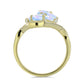 Anillo de Plata Bañada en Oro con Piedra Lunar Arco Iris