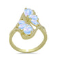 Anillo de Plata Bañada en Oro con Piedra Lunar Arco Iris