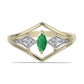 Anillo de Plata Bañada en Oro con Esmeralda de Zambia y Topacio Blanco