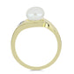 Anillo de Plata Bañada en Oro con Perla blanca de agua dulce y Topacio Blanco