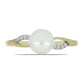 Anillo de Plata Bañada en Oro con Perla blanca de agua dulce y Topacio Blanco