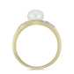 Anillo de Plata Bañada en Oro con Perla blanca de agua dulce y Topacio Blanco