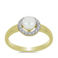 Anillo de Plata Bañada en Oro con Perla blanca de agua dulce y Topacio Blanco