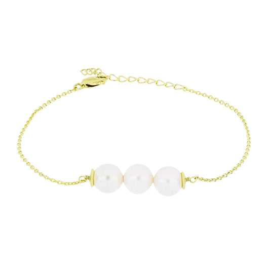 Pulsera de Plata Bañada en Oro con Perla blanca de agua dulce