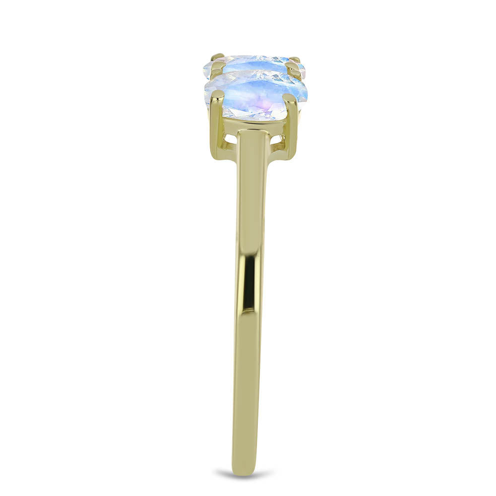 Anillo de Plata Bañada en Oro con Piedra Lunar Arco Iris 4 