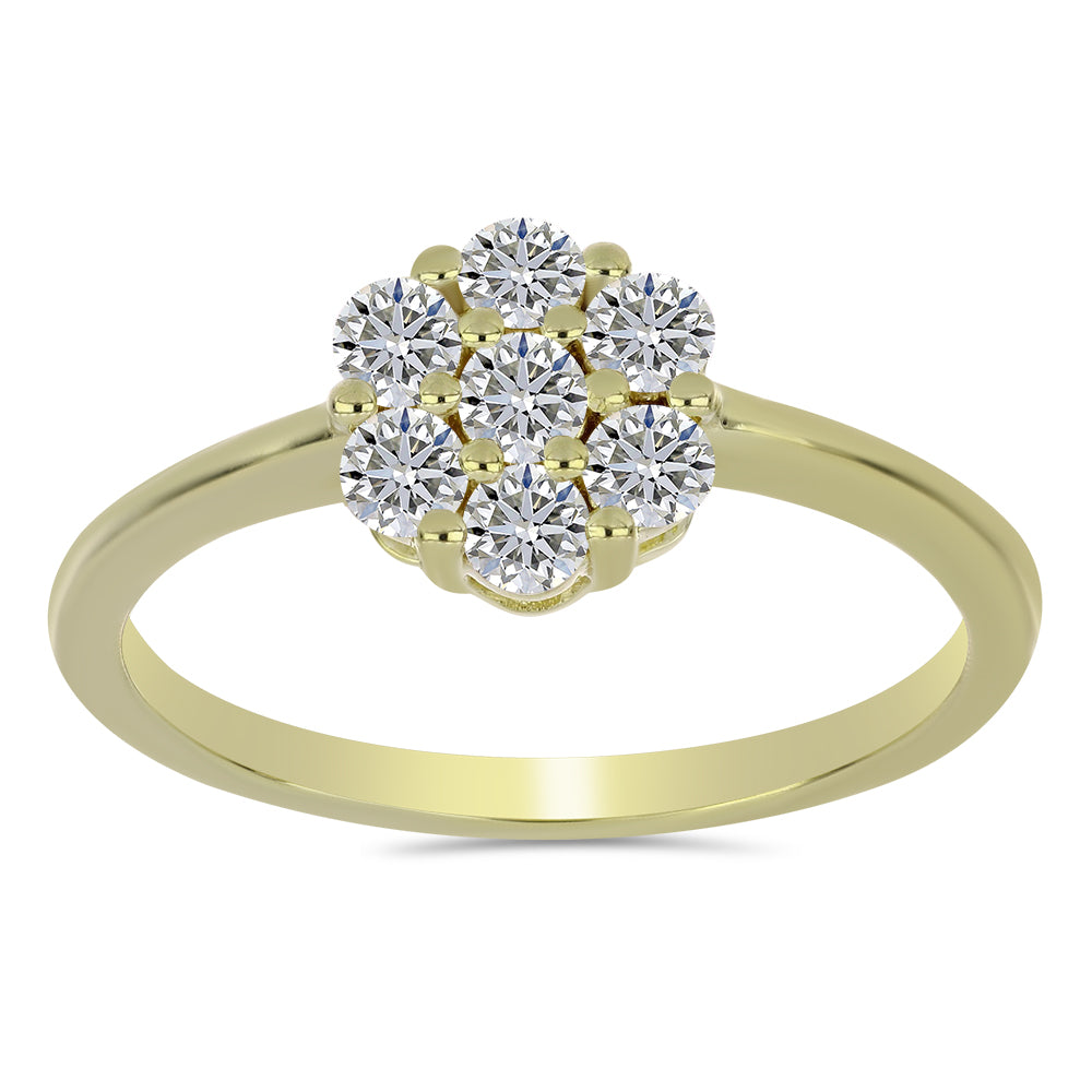 Anillo de Plata Bañada en Oro con Diamante certificado y cultivado en laboratorio 3 