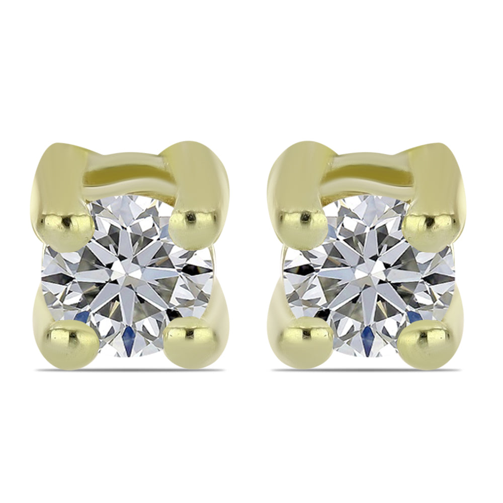 Pendientes de Plata Bañada en Oro con Diamante certificado y cultivado en laboratorio 1 