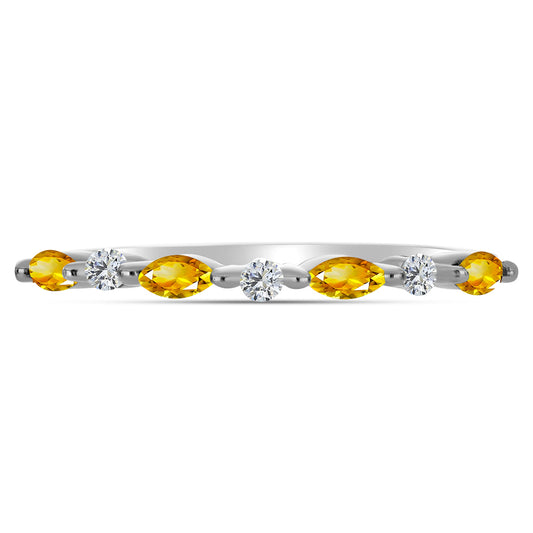 Anillo de Plata con Citrino de los Montes Urales y Topacio Blanco