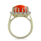 Anillo de Plata Bañada en Oro con Coral de Esponja Roja y Topacio Blanco