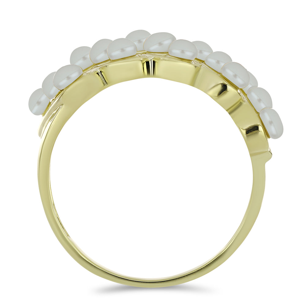 Anillo de Plata Bañada en Oro con Perla blanca de agua dulce 3 