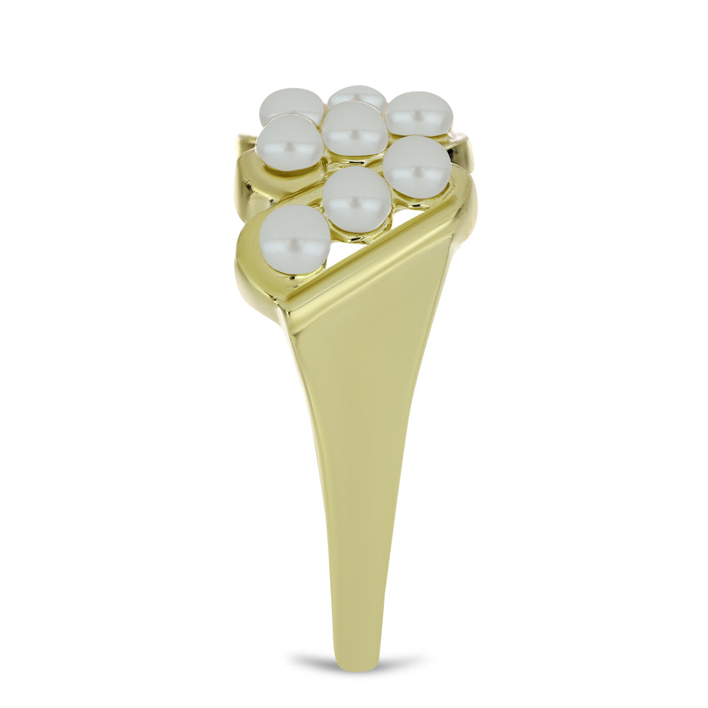 Anillo de Plata Bañada en Oro con Perla blanca de agua dulce