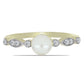 Anillo de Plata Bañada en Oro con Perla blanca de agua dulce y Topacio Blanco
