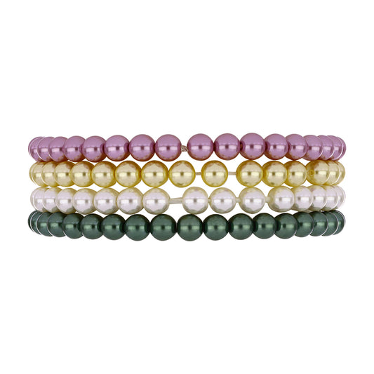 Conjunto Pepita con Perla blanca de agua dulce y Perla Melocotón de Agua Dulce ( Pulsera )