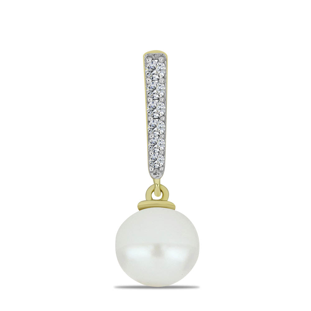 Colgante de Plata Bañada en Oro con Perla blanca de agua dulce y Topacio Blanco 1 