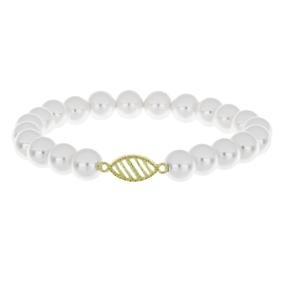 Pulsera de Plata Bañada en Oro con Perla blanca de agua dulce 1 