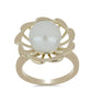 Anillo de Plata Bañada en Oro con Perla blanca de agua dulce