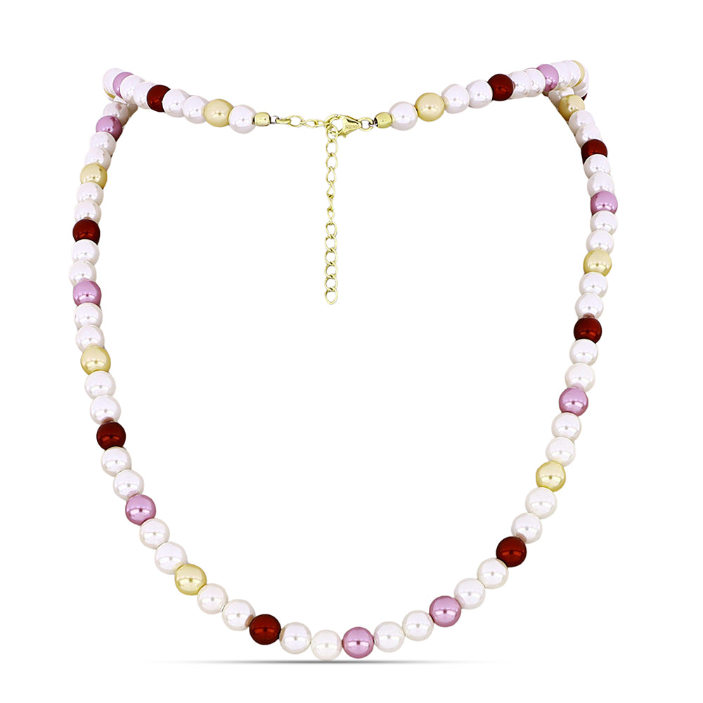 Collar de Plata Bañada en Oro con Perla blanca de agua dulce y Perla Melocotón de Agua Dulce 1 