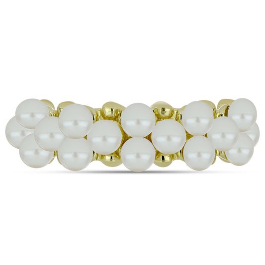 Anillo de Plata Bañada en Oro con Perla blanca de agua dulce