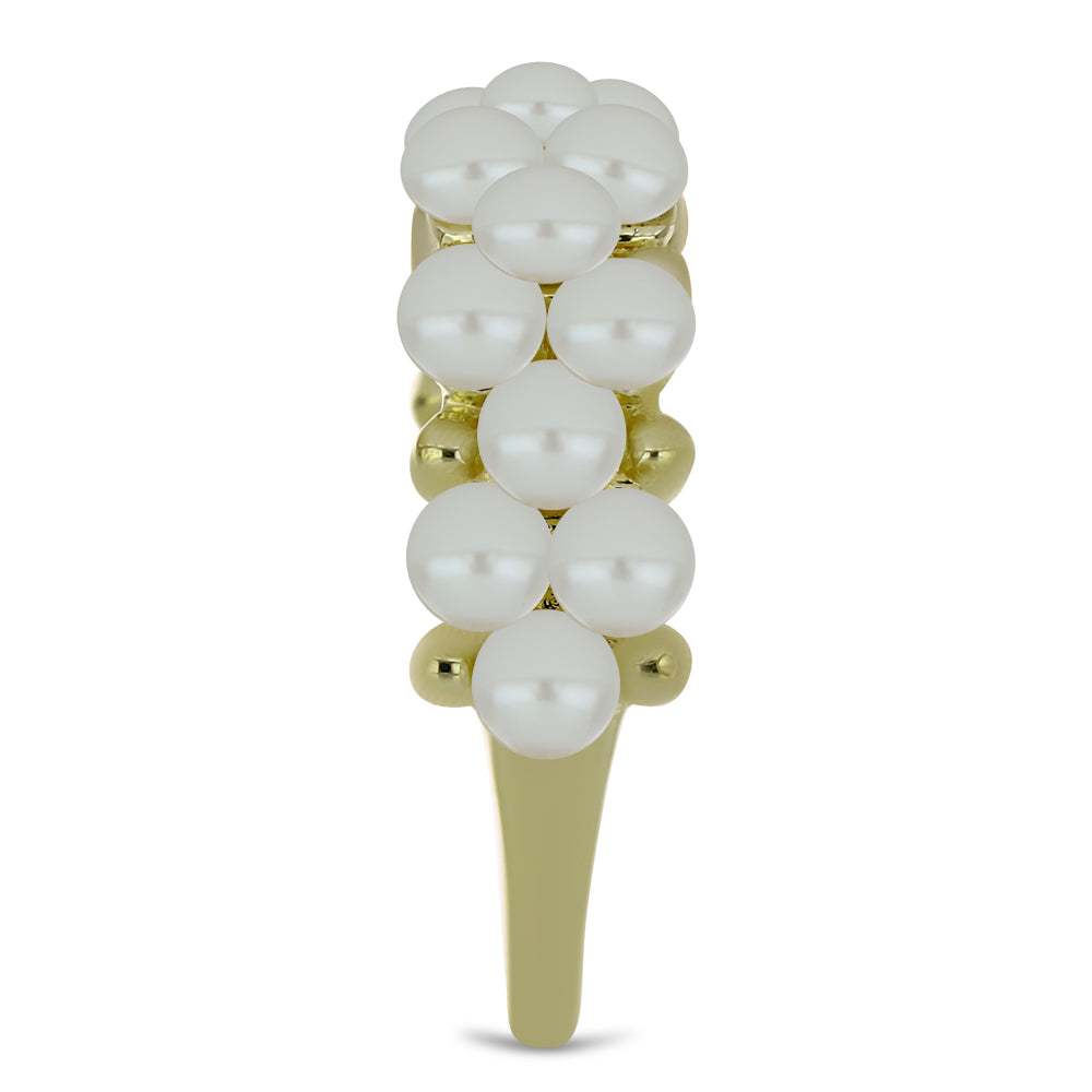 Anillo de Plata Bañada en Oro con Perla blanca de agua dulce 4 