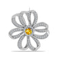 Broche de Plata con Citrino de los Montes Urales y Topacio Blanco